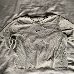 grey nike crop workout top